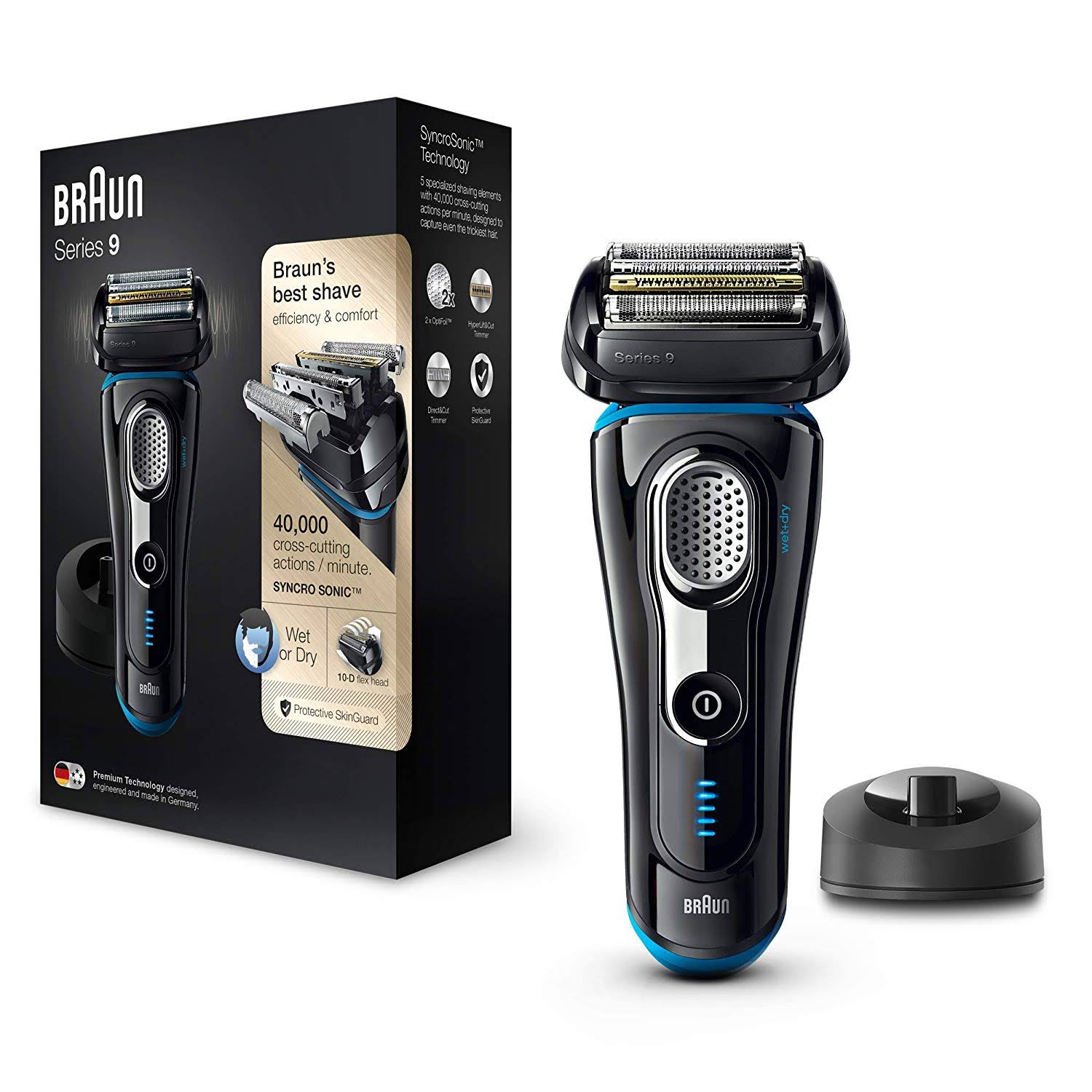 Braun Series 9 9240s Men&s Electric Foil Shaver, Wet and Dry, Rechargeable and Cordless Razor with Pop Up Trimmer - Black