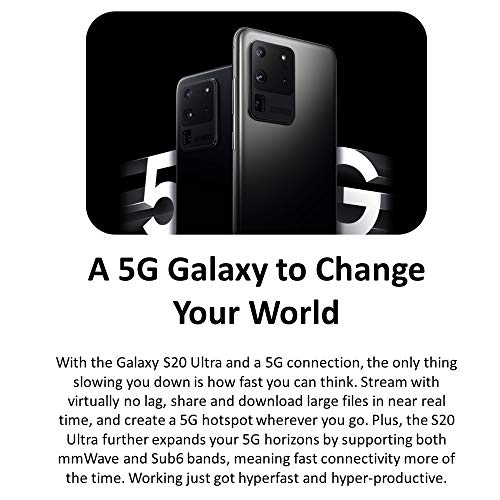 Samsung Galaxy S20 Ultra 5G (128GB, 12GB) 6.9" AMOLED, Snapdragon 865, 108MP Camera, 5G Volte (GSM+CDMA) AT&T Unlocked (T-Mobile, Verizon, Global, Metro) G988U (Fast Wireless Charging Bundle, Black)