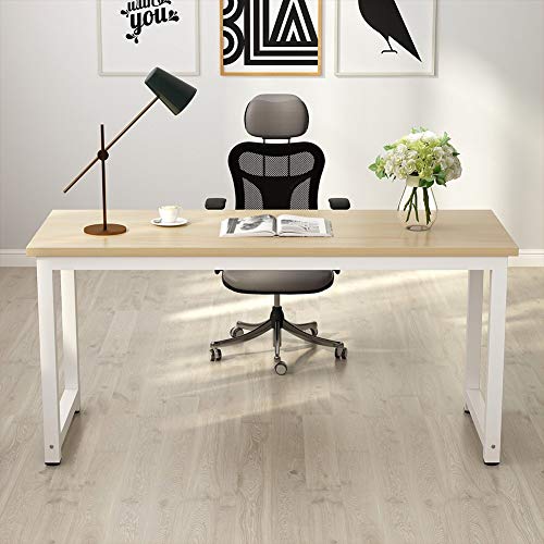 Tribesigns Modern Computer Desk, 63 x 31.5 inch Large Executive Office Desk Computer Table Study Writing Desk Workstation for Home Office, Spliced Desktop, White