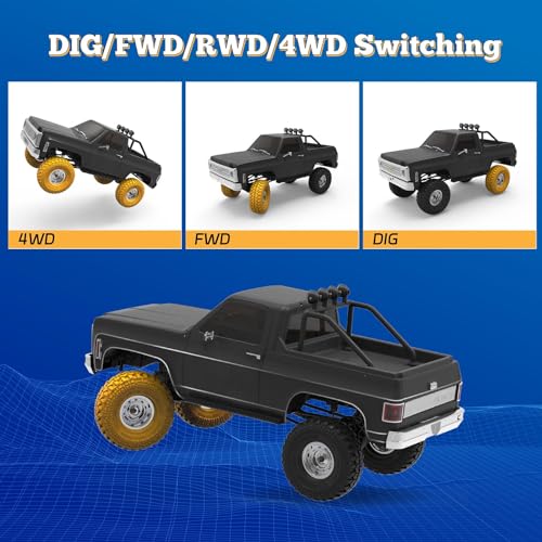FMS 1/10 RC Crawler FCX10 Chevy K5 Blazer RS RC Car Officially Licensed Car Model RC Pickup Truck Hobby RC Offroad Rock Truck DIG/4WD/FWD 11CH 2.4GHz Remote Control Car for Adults Included (Orange)
