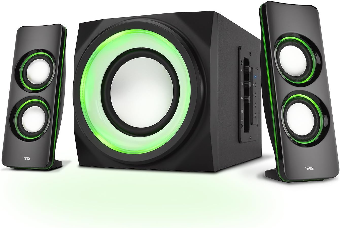 Cyber Acoustics Bluetooth Speakers with LED Lights &ndash; The Perfect Gaming, Movie, Party, Multimedia 2.1 Subwoofer Speaker System (CA-SP34BT)