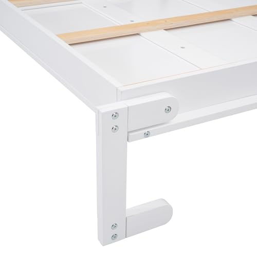 Murphy Bed Queen Size Folding Bed Cabinet with Large Shelf for Multipurpose Guest Room Home Office, Space-Saving Wall Chest Flexible Wood Slats No Box Spring Needed