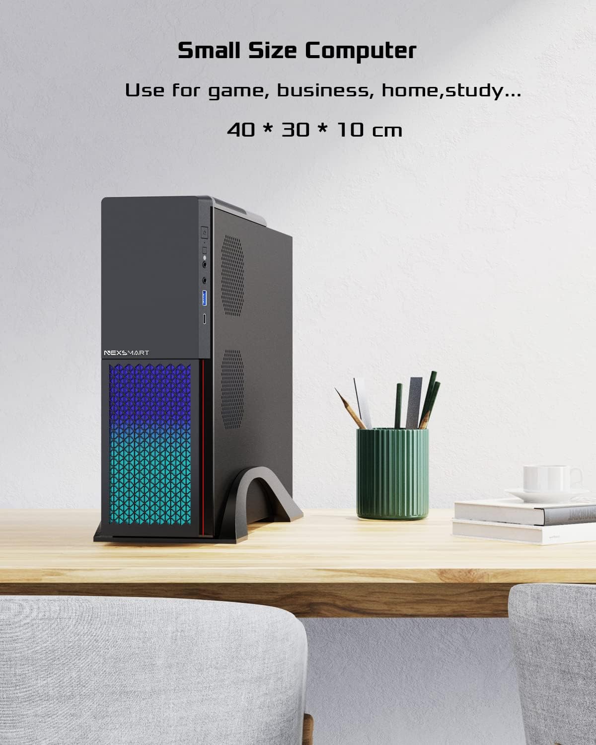 Desktop Computer PC 16GB RAM 512GB SSD Core i7-4765T Processor with 2.4G/5G/6G WiFi6E Bluetooth 5.3, Small Size and RGB Light, Mouse Keyboard