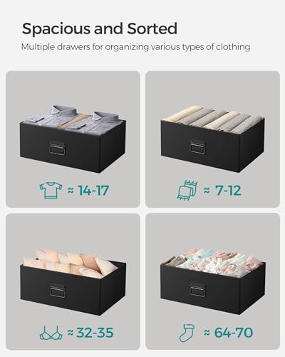 SONGMICS Dresser for Bedroom, Storage Organizer Unit with 7 Fabric, Chest, Steel Frame, for Living Room, Entryway, Rustic Brown and Black ULTS227B01, 1 Pack with 7 Drawers