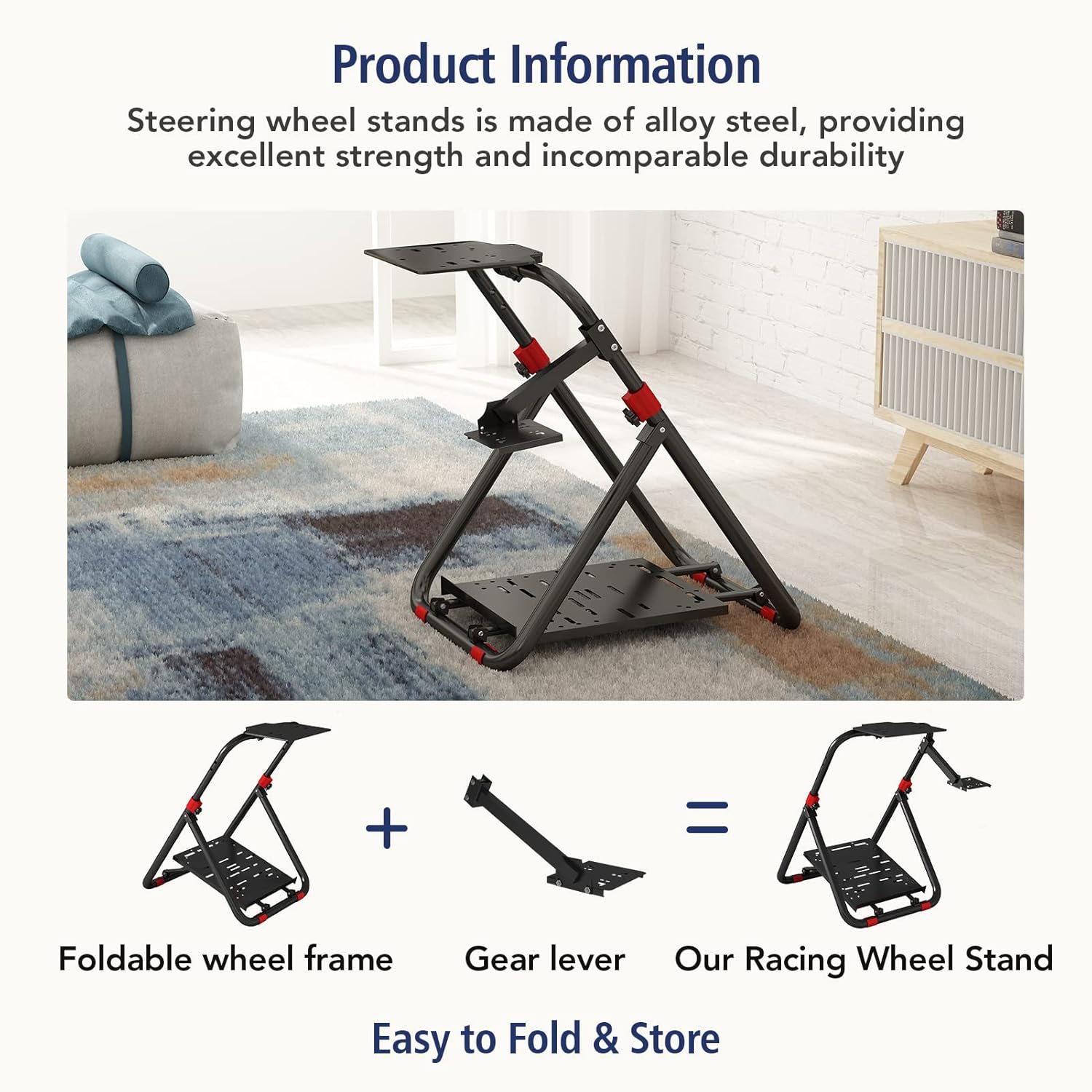 DIWANGUS Racing Wheel Stand Steering Wheel Adjustable Stand Foldable Mount for Logitech G29 G920 G923 G27 G25 for Thrustmaster T248 T300RS T150 458 TX Xbox PS4 PS5（Only Stand, Without Chair Link）