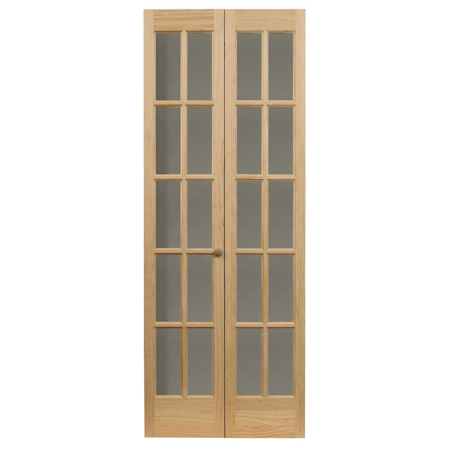 LTL Home Traditional Divided Glass Unfinished Wood Tone Bifold Door