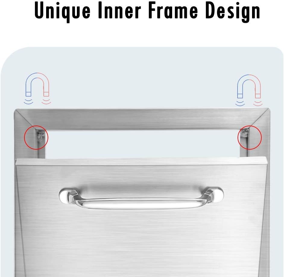 Karpevta Outdoor Kitchen Doors 14''W X 20''H Inch BBQ Access Door - Stainless Steel Single Wall Construction Vertical Door for Outdoor Kitchen Grilling Station or Commercial BBQ Island