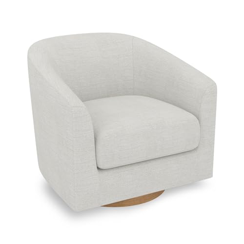 Swivel Accent Chair, Upholstered Barrel-Curved Chair with Arm and Backrest, Comfy Club Chair for Living Room, Reading Room, Bedroom, Fog Grey