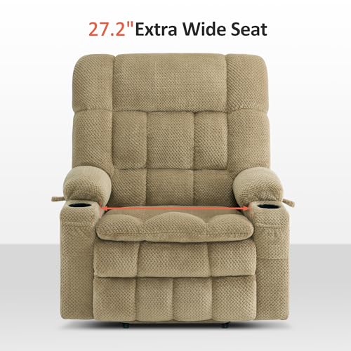 MCombo Dual Motor Power Lift Recliner Chair with Massage and Heat for Elderly People, Infinite Position, USB Ports, Cup Holders, Fabric 7890 (Medium-Regular, Burgundy)