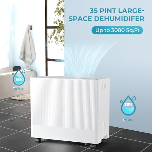 Euhomy 4500 Sq.Ft Energy Star Dehumidifier for Basement with Drain Hose, 50 Pint to 110 Pint Dehumidifier with 1.59 Gallon Water Tank, Auto Drainage,Large Dehumidifiers For Home with 4 Operation Modes