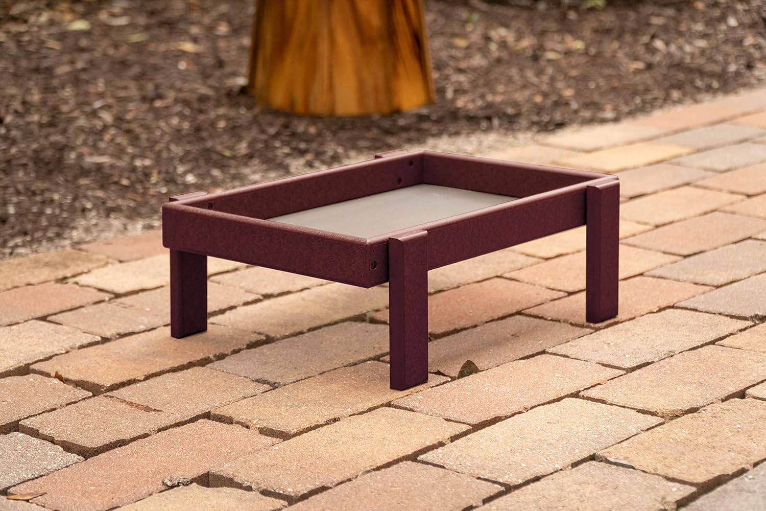 DutchCrafters Plastic Platform Ground Bird Feeder Tray Made in America (Weathered Wood)
