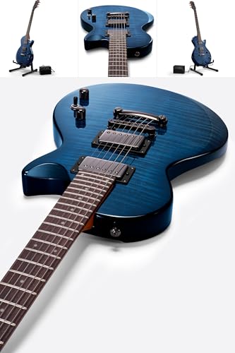 AKLOT Muti-Tone Electric Guitar with Coil-Split: Roasted Maple Neck, Flame Maple Graphic Top, Dual Humbuckers Pickups, Beginner Guitar Kit with Gig Bag, Lesson Book, Strap, Picks, Violet Venom