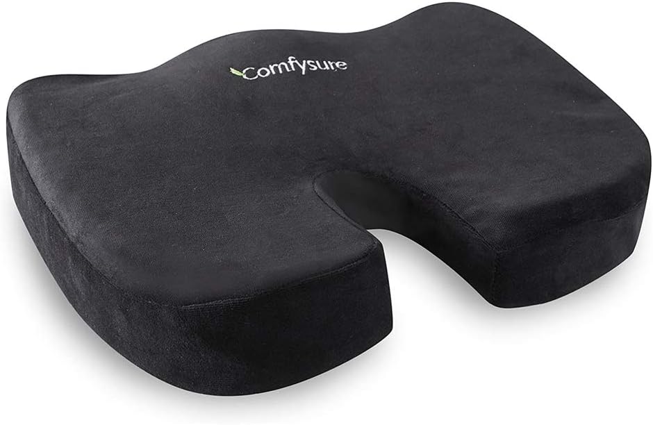 ComfySure Memory Foam Seat Cushion with Removable Microfiber Cover - Coccyx, Tailbone, Sciatica, Lower Back Support and Pain Relief - Fits Most Office, Desk, Computer Chairs and Car Seats - Navy