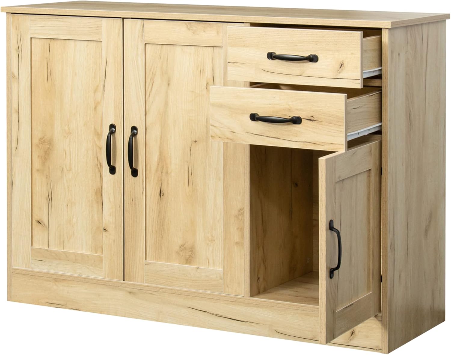 GIA Home Furniture Series Modern Wood Buffet Sideboard with 2 Doors and Drawers-Entryway Serving Storage Cabinet-Dining Room Console, 43.3 Inch, Oak Finish