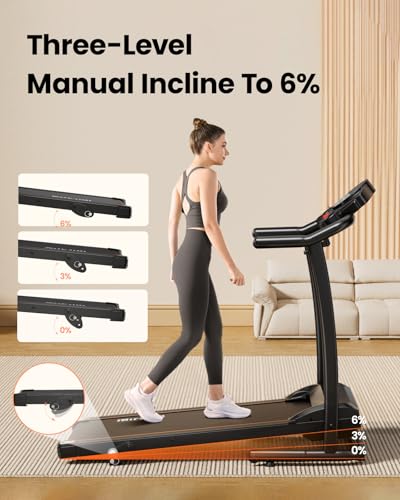 Treadmills for Home, 3.0HP Folding Treadmill with Incline, Small Space Portable Running Machine, 240 Lbs Capacity with 12 Preset PROG, LED Display, Speaker and Cup Holder