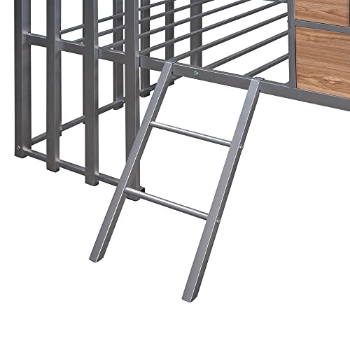 Harper & Bright Designs Kids House Beds Low Loft Bed Frame with Roof, Window, Guardrail and Ladder, Metal Twin Size Loft Bed for Kids Teens Girls Boys (Twin, White)