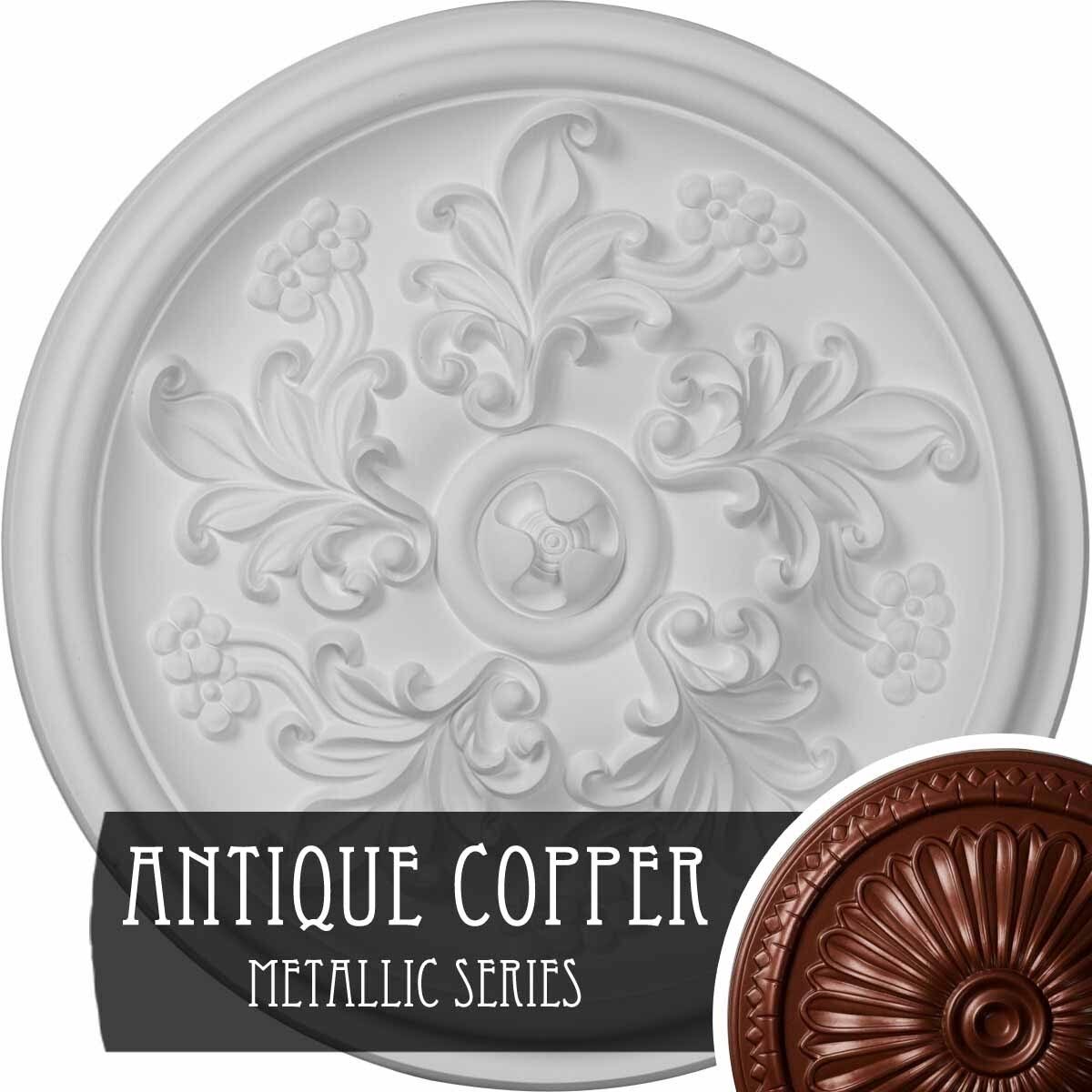14 1/2x22OD x 2 3/4x22P Katheryn Ceiling Medallion (Fits Canopies Up to 2 1/8x22), Hand-Painted Gold