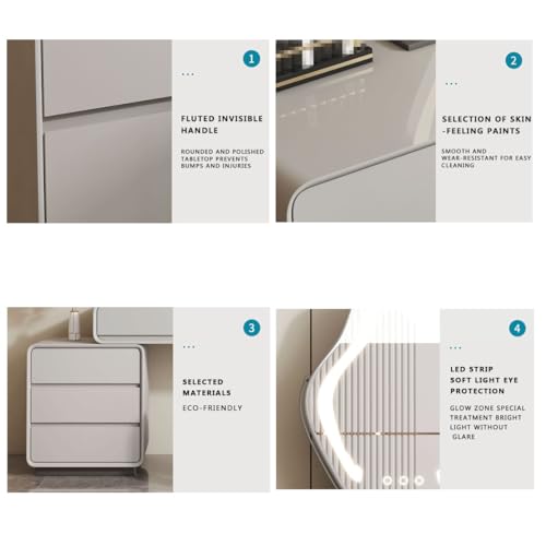 Vanity Dressing Table Dressing Table with Drawers with Push-to-Open Drawers Makeup Table Vanity Table with 5 Drawers for Bedroom