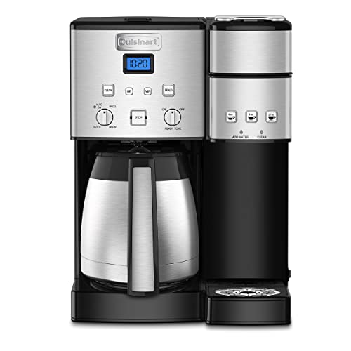 Cuisinart SS-20P1 Coffee Center 10-Cup Thermal Coffeemaker and Single-Serve Brewer, Stainless Steel GTF Gold Tone Coffee Filter, 10-12 Cup Cone, Burr Mill