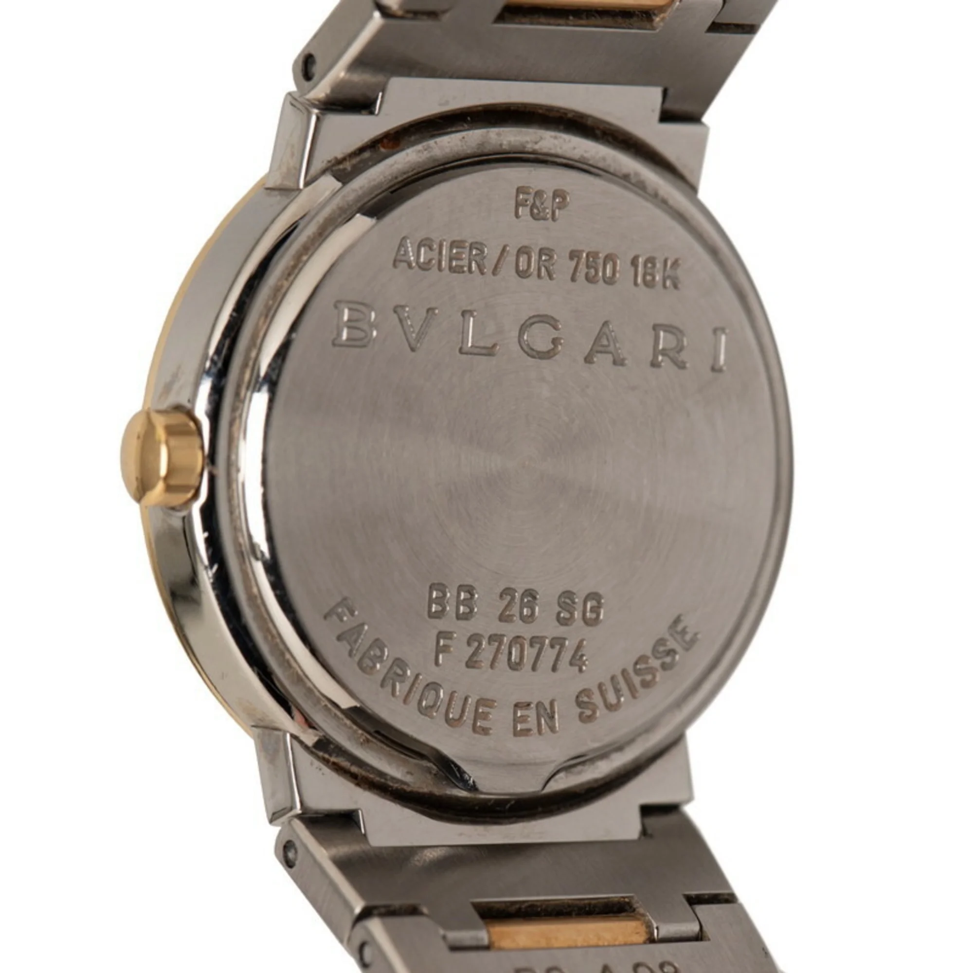 Pre-Owned Bulgari Bvlgari Watch BB26SS Quartz Black Dial Stainless Steel K18YG Yellow Gold Ladies BVLGARI (Good)