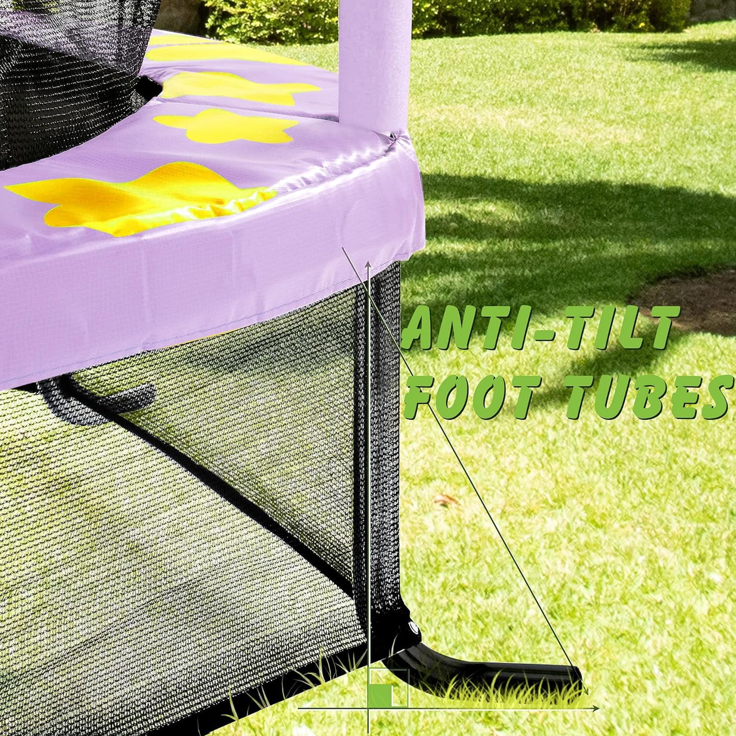 55 Inch Kids Trampoline, 4.5FT Outdoor Indoor Trampoline with Safety Enclosure Net, Purple