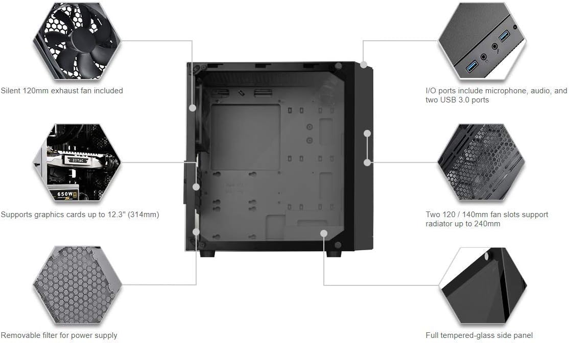 SilverStone Technology Micro-ATX Glass Computer Case PS15B-G