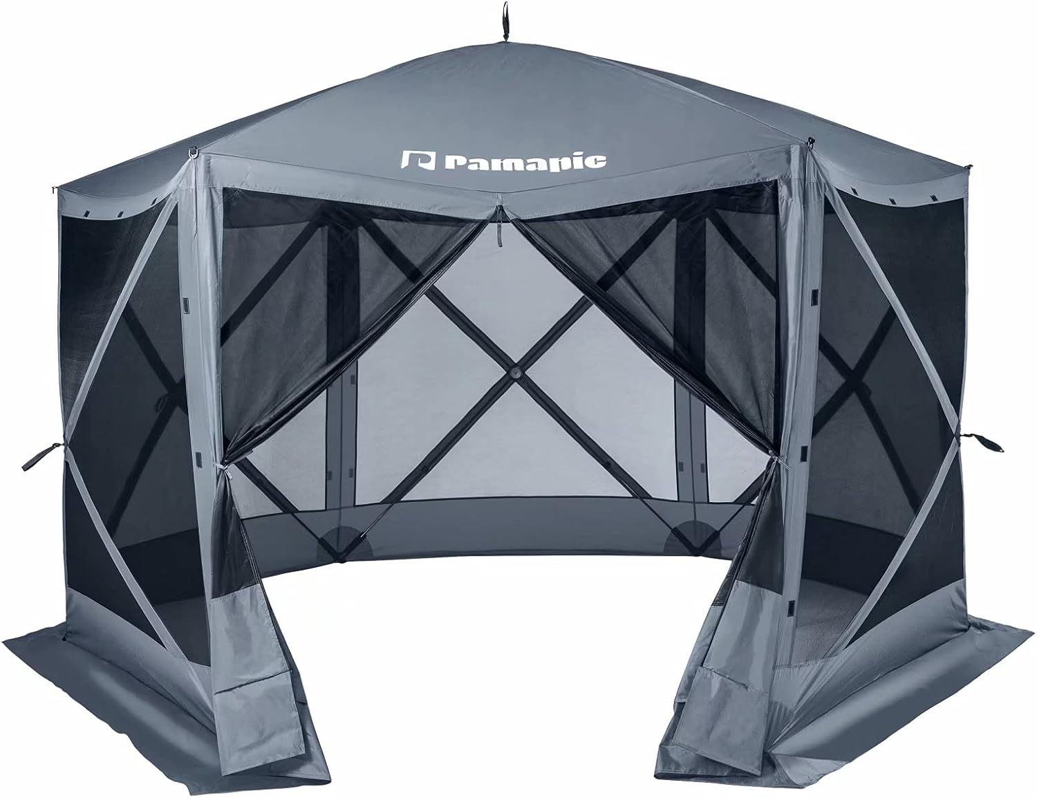 Pamapic 12 x 12 Portable Pop up Gazebo, Outdoor Camping Gazebo Tent, UV Protection Tent, Includes Carrying Bag (Gray)