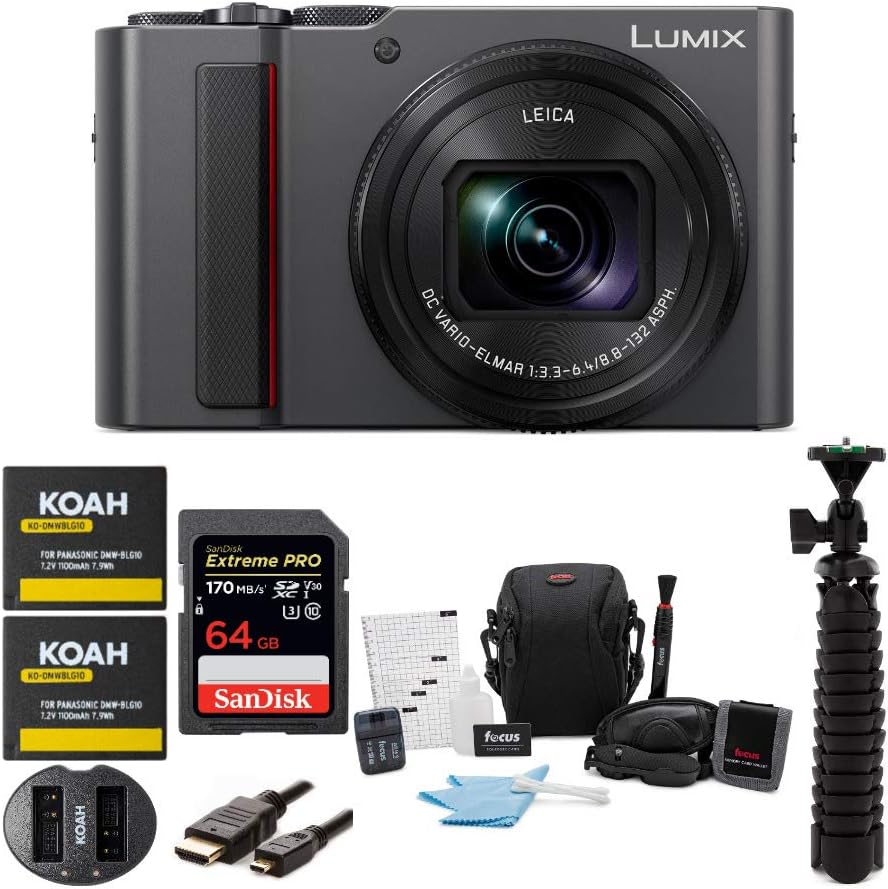 PANASONIC LUMIX ZS200 4K Camera 15X Leica DC Vario-Elmar Lens DC-ZS200K (USA Black) Premium Bundle