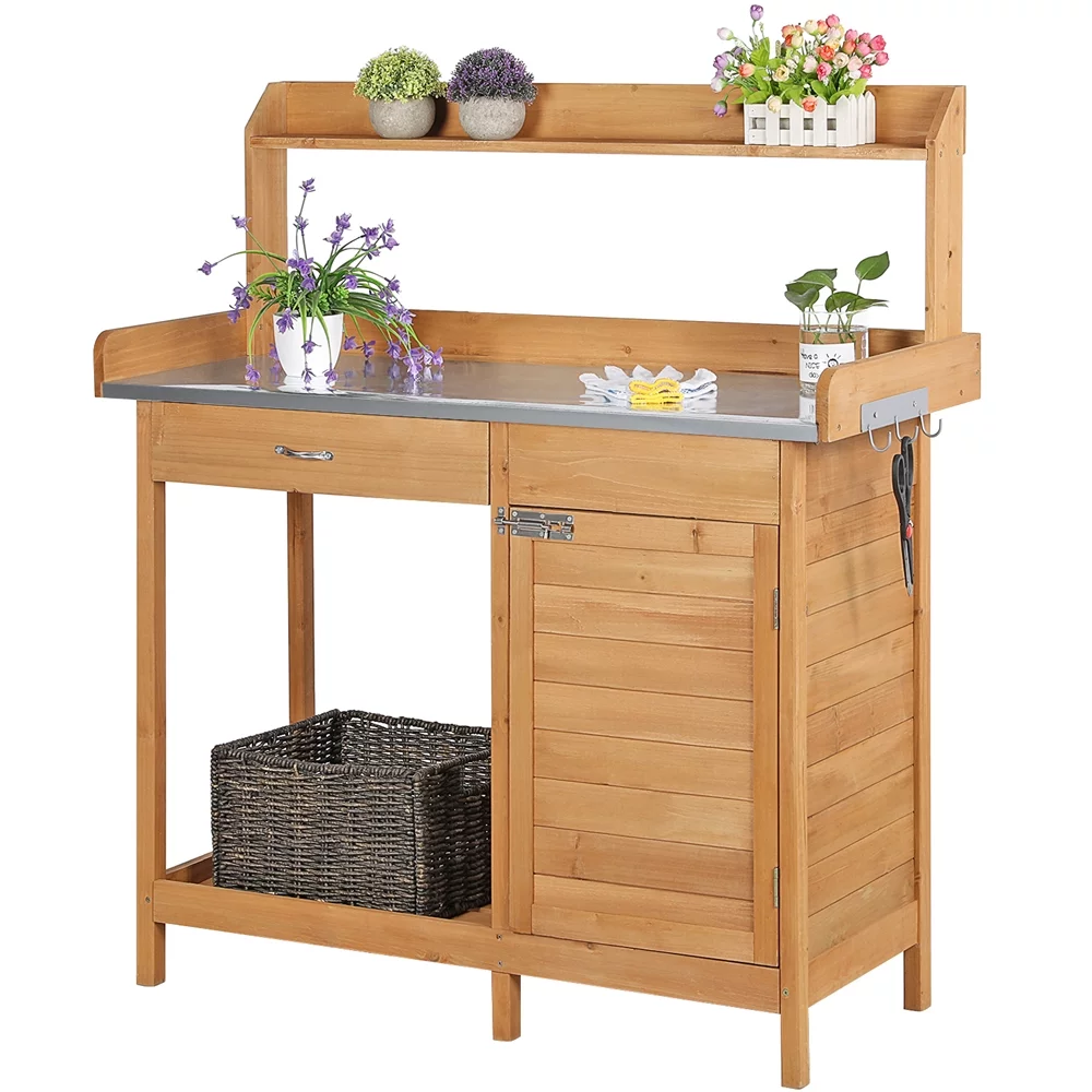 Yaheetech Garden Potting Bench W/Cabinet Drawer Open Shelf