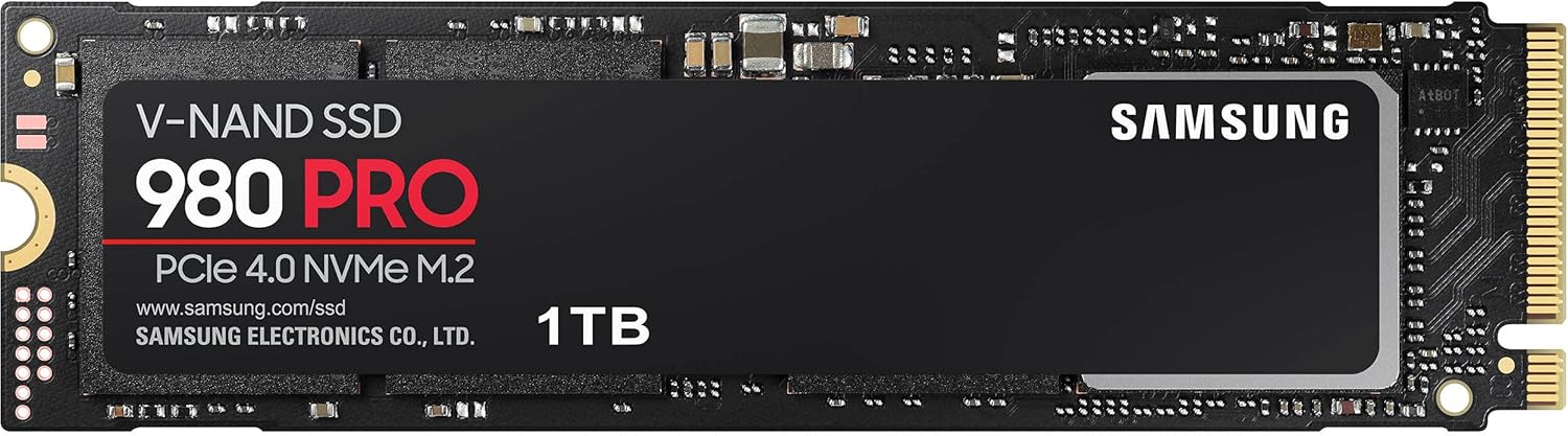 Samsung 980 PRO 1TB PCIe SSD - 7,000 MB/s 4.0 x 4 M.2 NVMe Gen4 Internal Gaming Solid State Drive with V-NAND Technology for Laptops Desktops and Crypto Chia Mining