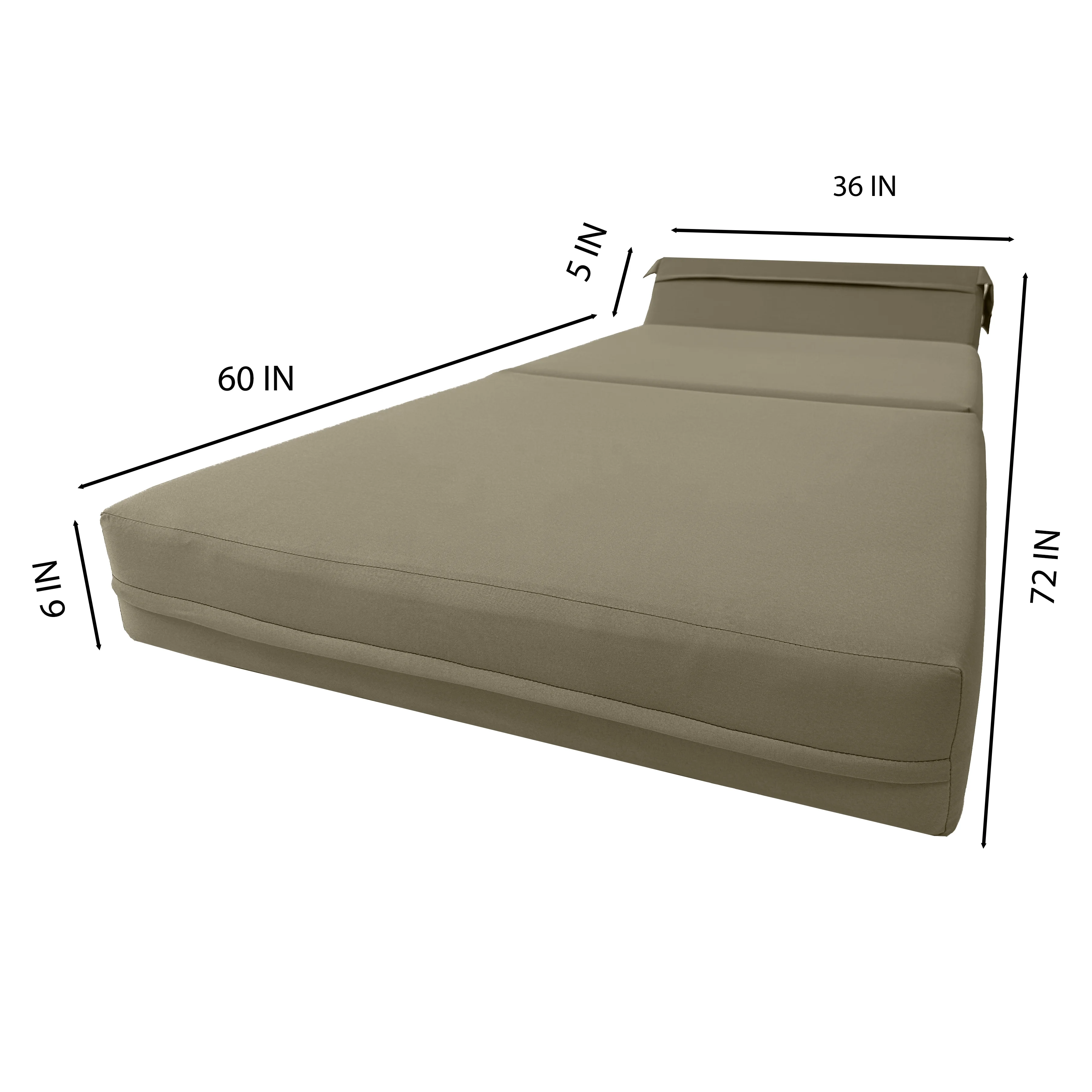 Tan Sleeper Chair Folding Foam Beds, Portable Studio Sofa Guest Bed, 6 x 36 x 70