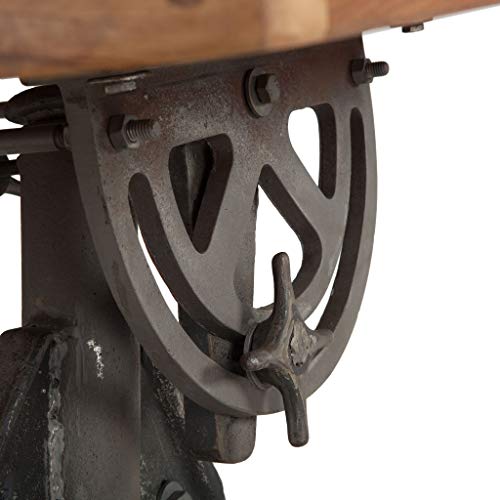Vintage Drafting Table | Adjustable Height and Tiltable. Features Iron Cast Base and Reclaimed Mango Wood Table Top.