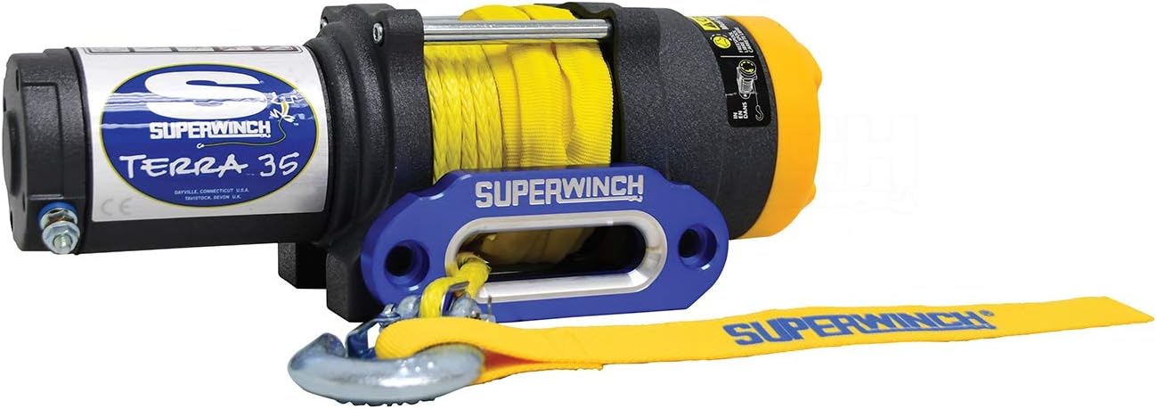 Superwinch 1135220 Terra 35 3500lbs/1591kg single line pull with roller fairlead, handlebar mnt toggle, handheld remote