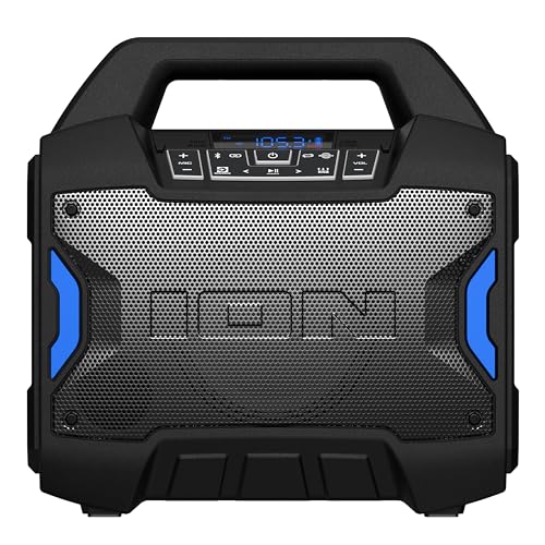 ION Block Rocker - Portable Bluetooth Outdoor Party Speaker with Karaoke Microphone, Battery, 4 Speakers, Radio, USB Port, App, Water-Resistant, 120W