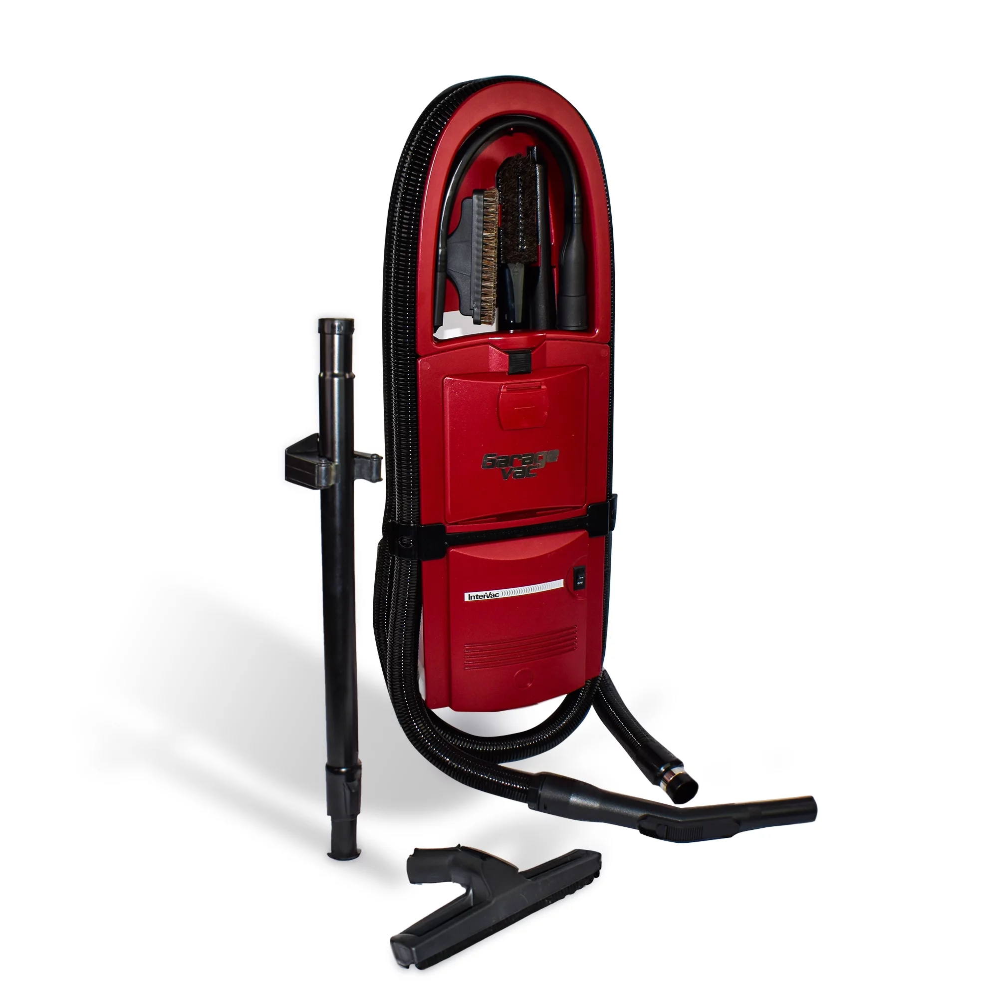 InterVac Garage Vacuum Cleaner for Workshop, 1 Gallon Garage Vacuum Wall Mounted, Stretch Hose Shop Vacuum for RVs, Boats, Cabins and Utility Rooms