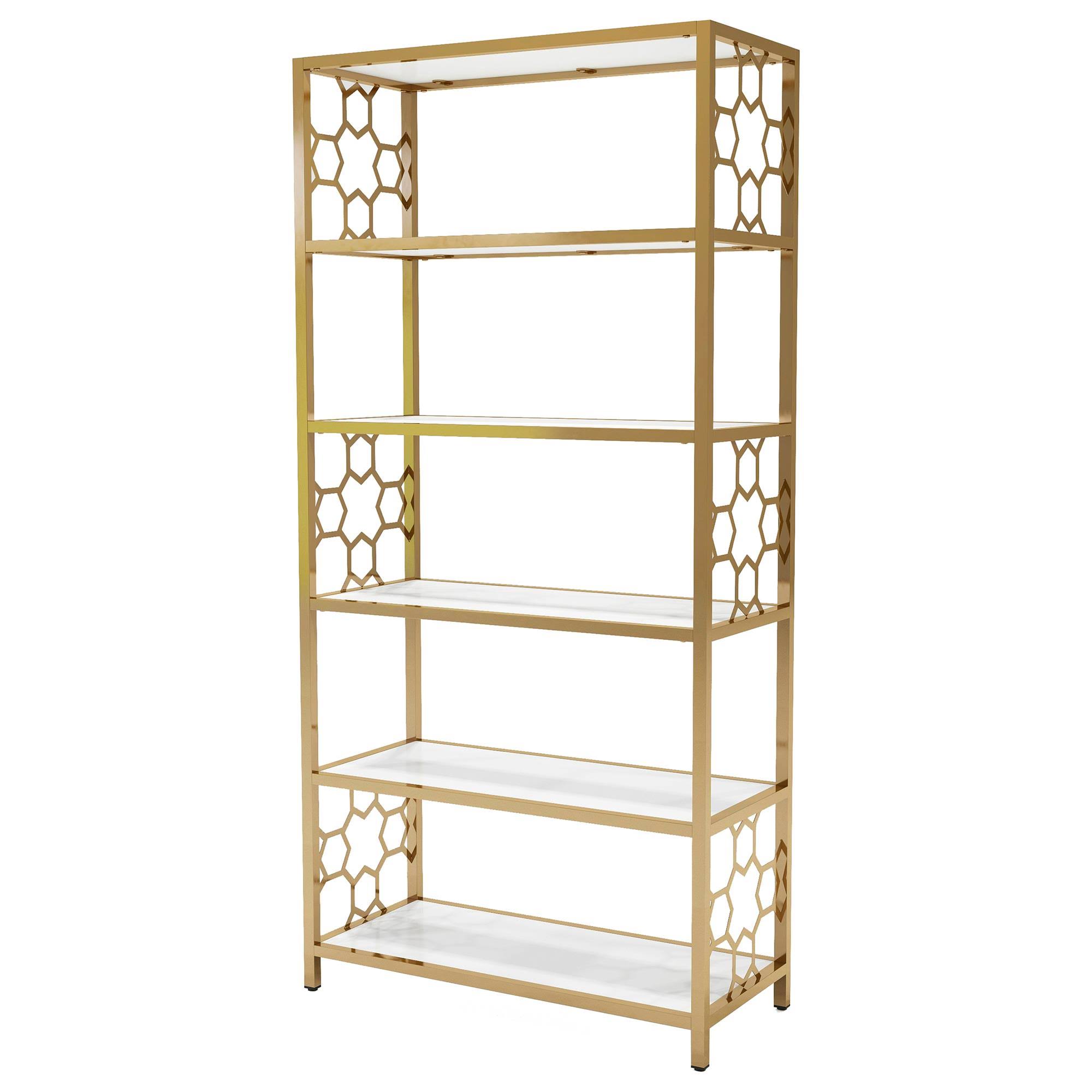 Furniture of America Emerson Bookcase in White/Gold