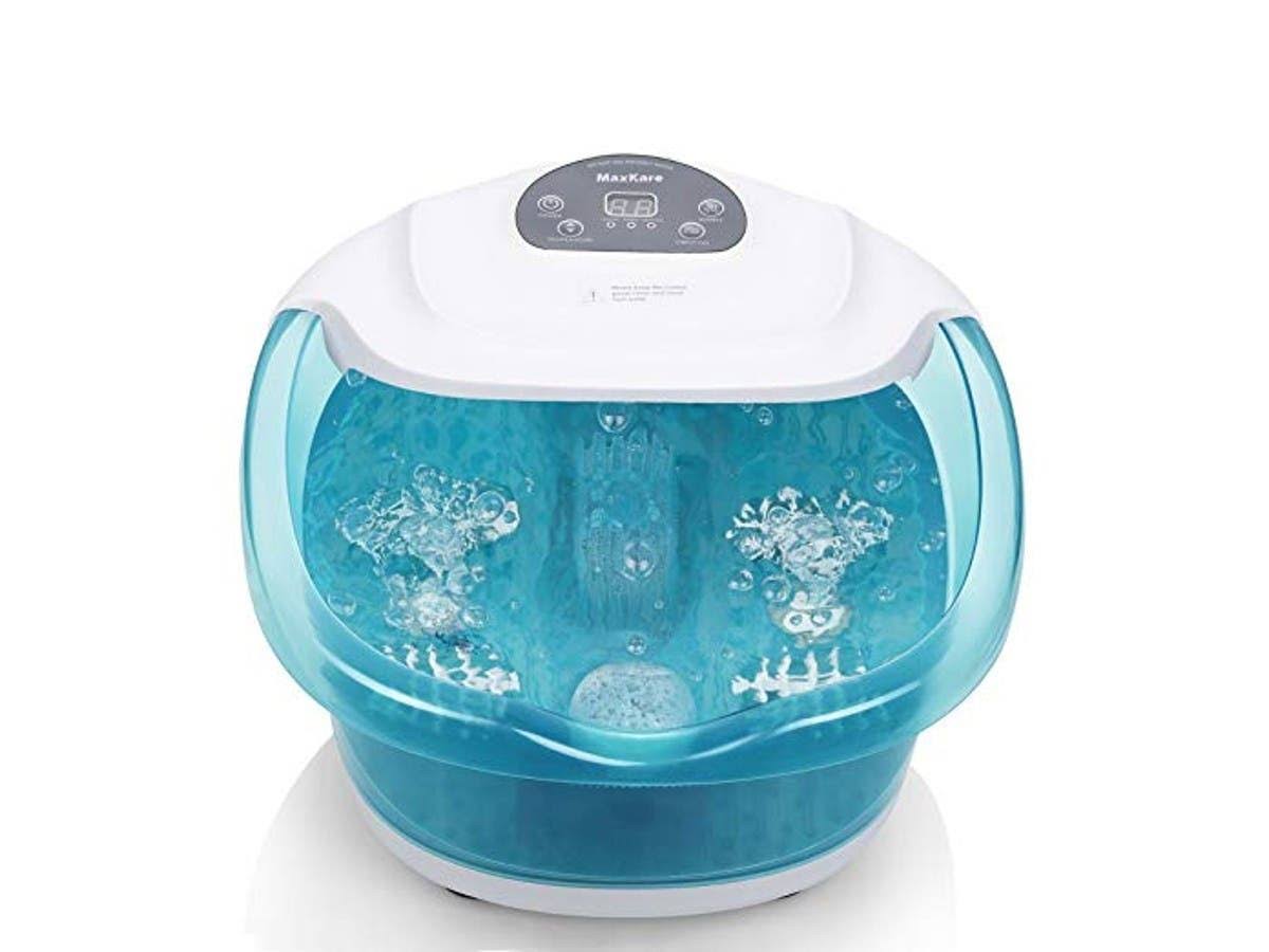 Maxkare Foot Spa/Bath Massager with Heat Bubbles Vibration 3 in 1 Function, 4 Masssaging Rollers Pedicure Tired Feet Stress Reli