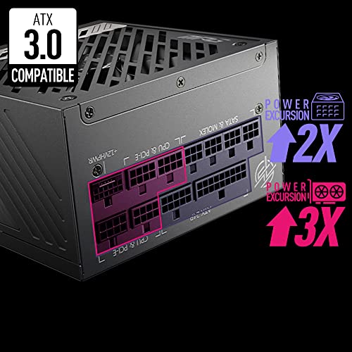 MSI MPG A1000G PCIE 5 & ATX 3.0 Gaming Power Supply - Full Modular - 80 Plus Gold Certified 1000W - 100% Japanese 105°C Capacitors - Compact Size - ATX PSU (Renewed)