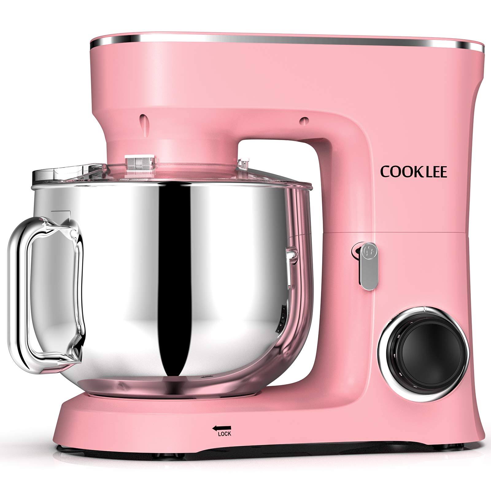 COOKLEE Stand Mixer, 9.5 qt. 660W 10-Speed Electric Kitchen Mixer with Dishwasher-Safe Dough Hooks, Flat Beaters, Shield Attachm