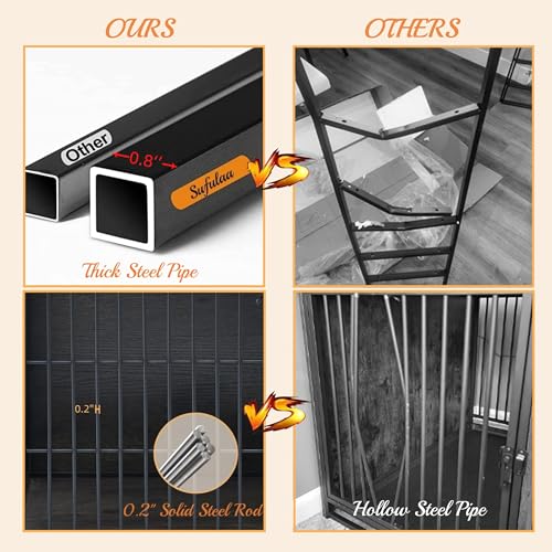 Furniture Style Dog Crate for Small/Medium Dog, Heavy Duty Anti-Chew Dog Kennel Furniture with 3 Doors, Wooden Decorative Indoor Basic Dog Cage with 3-Layer Storage Shelves