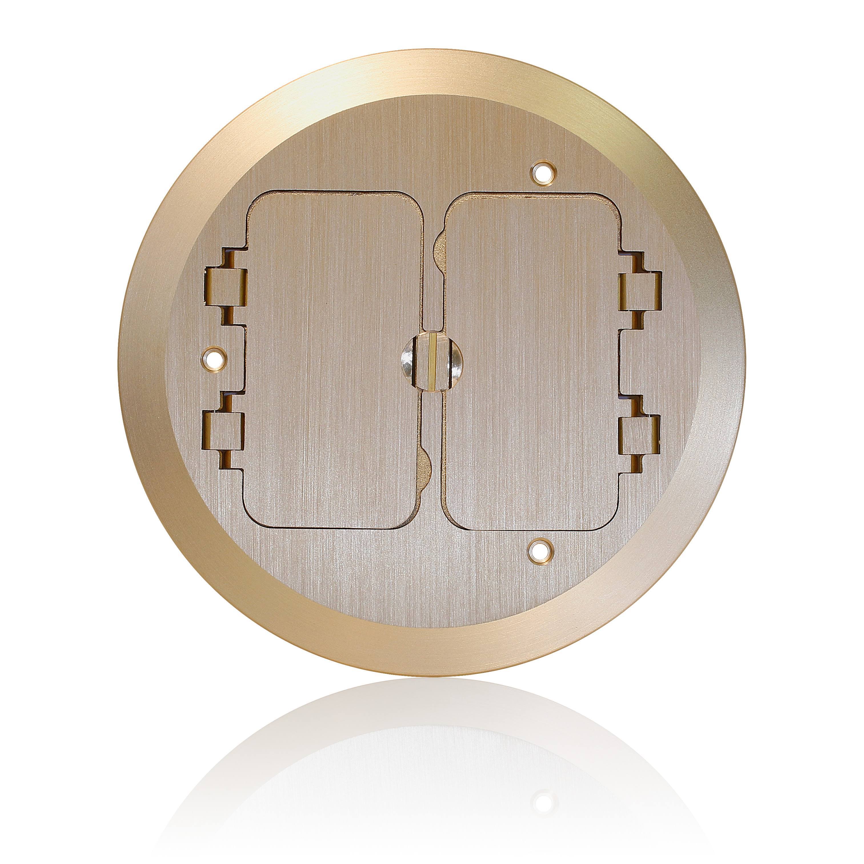 Leviton FBC2F-B Concrete Floor Box Brass Cover Plate, 2 Decora Flip Lids