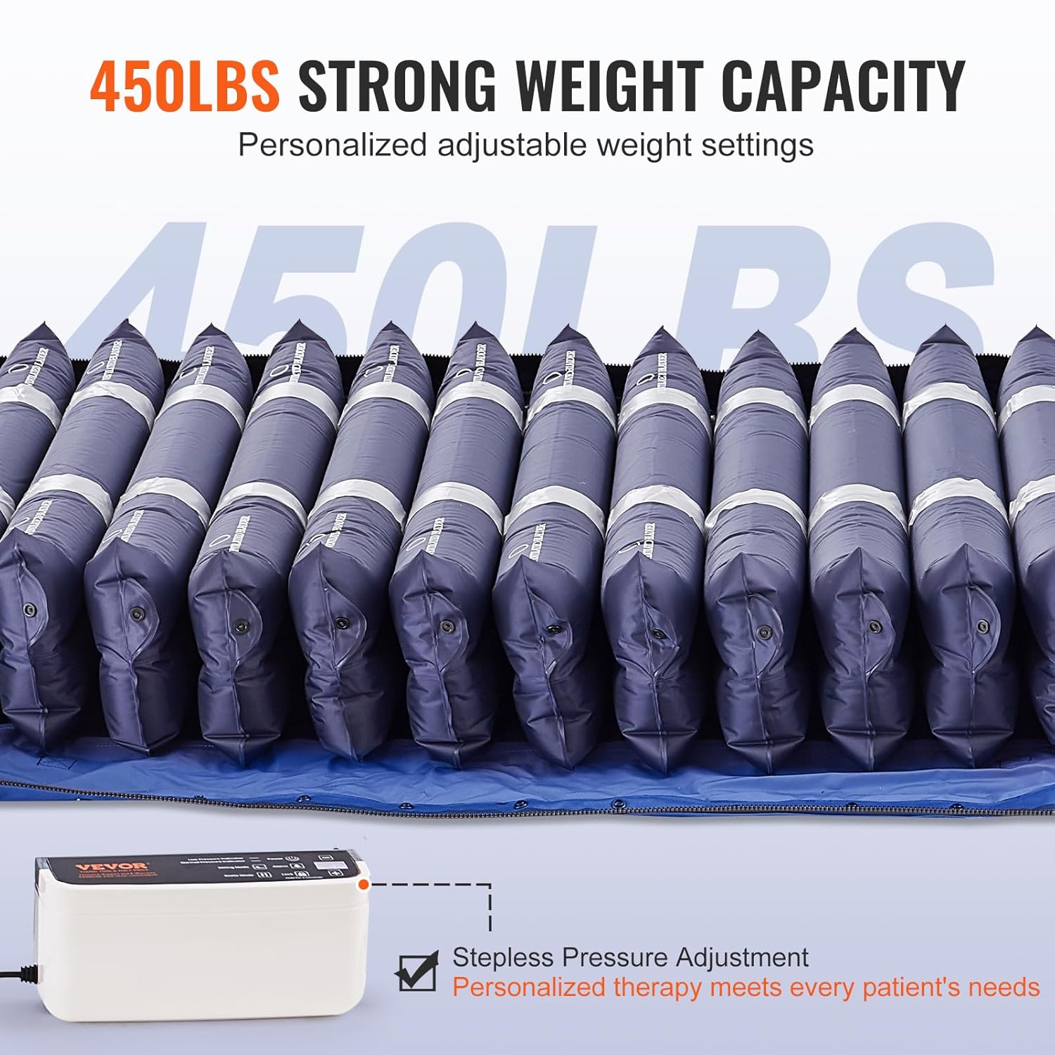 VEVOR Alternating Air Pressure Mattress, Dual-Layer Alternating Pressure Pad for Hospital Beds, 450LBS Loading Air Mattress for Bed Sores with Electric Quiet Pump, A, B-C Pressure Modes
