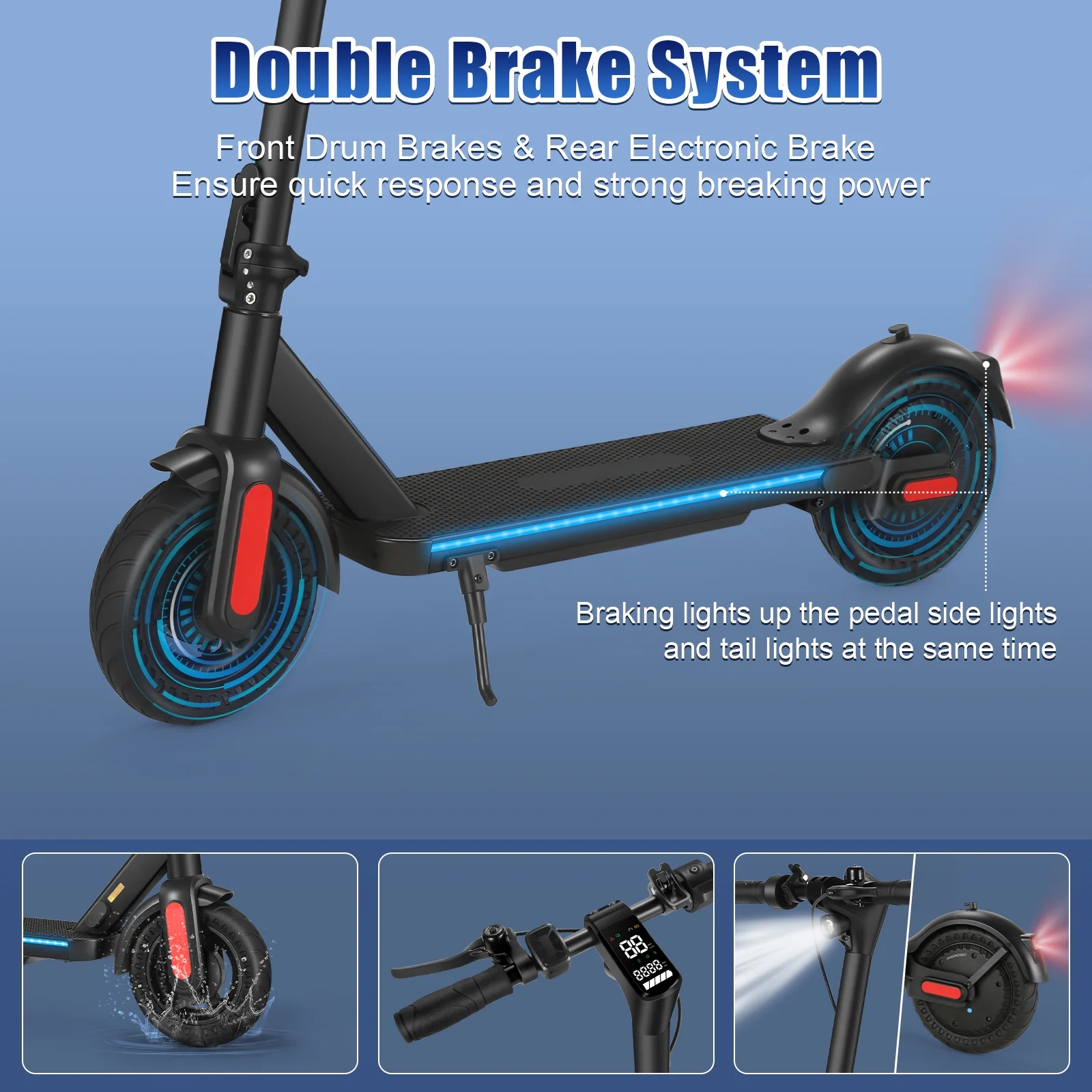 500W Foldable Electric Scooter for Adults 10" Electric Kick Scooter, Max 20 mph & 20 mile Range Commuting E-Scooter, Dual Brakes, 3 Speed Modes, Wide Pedal Portable & Cruise Control