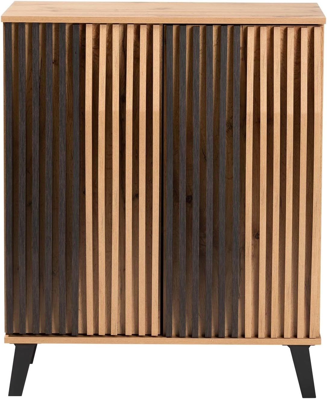 Baxton Studio Bergen Two-Tone Espresso and Brown Wood 2-Door Storage Cabinet