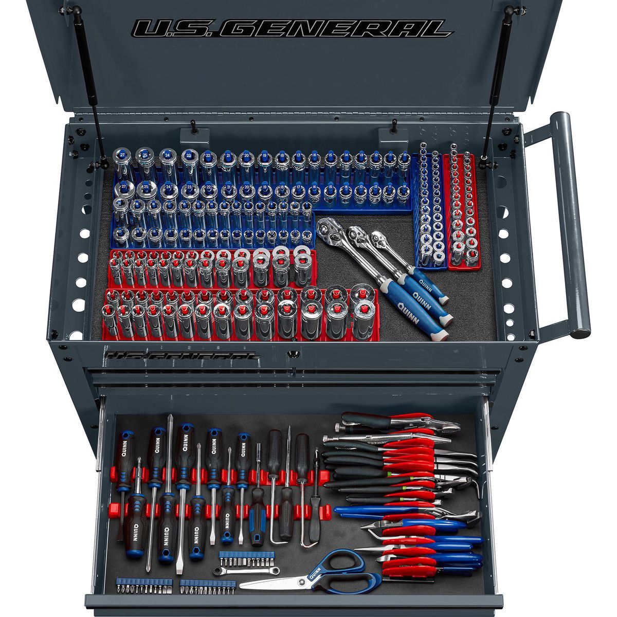 U.S. GENERAL 30 in., 4-Drawer Tech Cart, Red