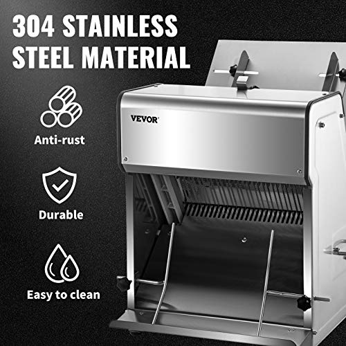 VEVOR 300 Slices/Hour Commercial Conveyor Toaster,2200W Stainless Steel Heavy Duty Industrial Toasters w/ Double Heating Tubes,Countertop Electric Restaurant Equipment for Bun Bagel Bread Baked Food