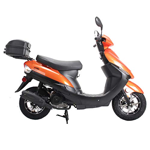 X-PRO 50cc Adult Moped Gas Moped Motorcycle 50cc with 10" Aluminum Wheels, Electric/Kick Start! (Orange, Factory Package)