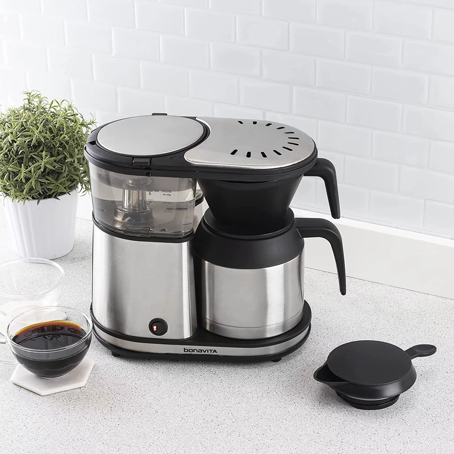 Bonavita 5 Cup Drip Coffee Maker Machine  One-Touch Pour Over Brewing w/ Double Wall Thermal Carafe  SCA Certified  1100 Watt  BPA Free  Dishwasher Safe  Stainless Steel  BV1500TS