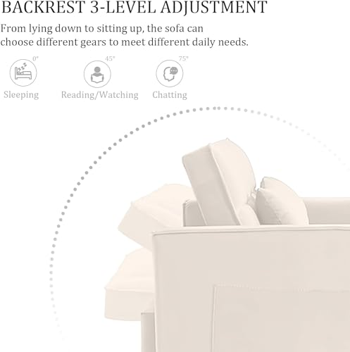 3 in 1 Sleeper Sofa Couch Bed, Velvet Convertible Loveseat Sleeper Sofa with 3 Level Adjustable Backrest, Storage Pockets, Toss Pillows, Pull Out Loveseat Sleeper for Living Room, Black