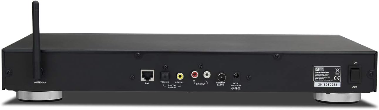 Ocean Digital WiFi Internet Component Radio Tuner (430 mm) WR10 FM/ Ethernet Bluetooth Receiver 2.4" Color Display with Digital Output to Connect Hi-Fi System -Black